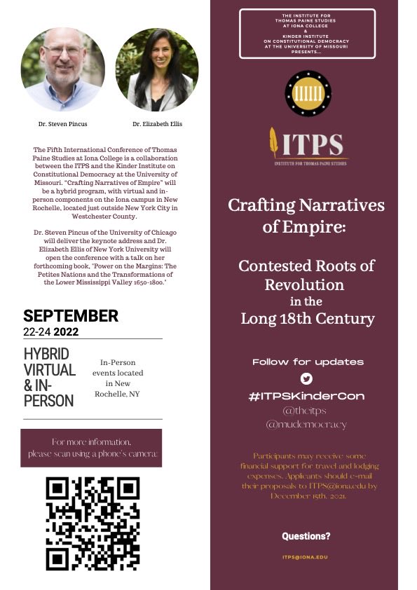 The ITPS (Institute for Thomas Paine Studies) (@theitps) on Twitter photo A few days left to send in your proposals for the fall 2022 #ITPSKinderCon <a href="/MUDemocracy/">Kinder Institute on Constitutional Democracy</a>. Details for “Crafting Narratives of Empire”⬇️! A few days left to send in your proposals for the fall 2022 #ITPSKinderCon <a href="/MUDemocracy/">Kinder Institute on Constitutional Democracy</a>. Details for “Crafting Narratives of Empire”⬇️!