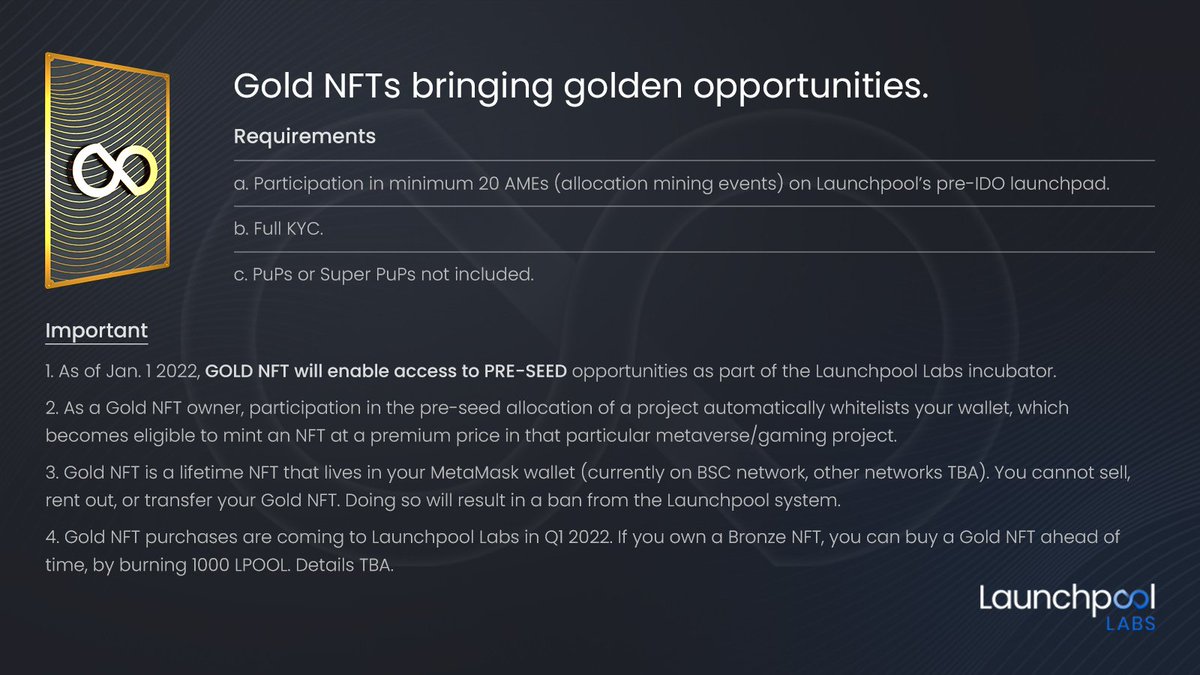 LaunchpoolLabs (@launchpoollabs) on Twitter photo 🤩 Are you ready for the Launchpool Labs #Gold NFT Xperience❓
The Gold NFT brings more access, more opportunities, and more projects to you.....#guaranteed❗
Get ready to #beyourownVC💰 with the <a href="/LaunchpoolLabs/">LaunchpoolLabs</a> Gold NFT🚀 🤩 Are you ready for the Launchpool Labs #Gold NFT Xperience❓
The Gold NFT brings more access, more opportunities, and more projects to you.....#guaranteed❗
Get ready to #beyourownVC💰 with the <a href="/LaunchpoolLabs/">LaunchpoolLabs</a> Gold NFT🚀