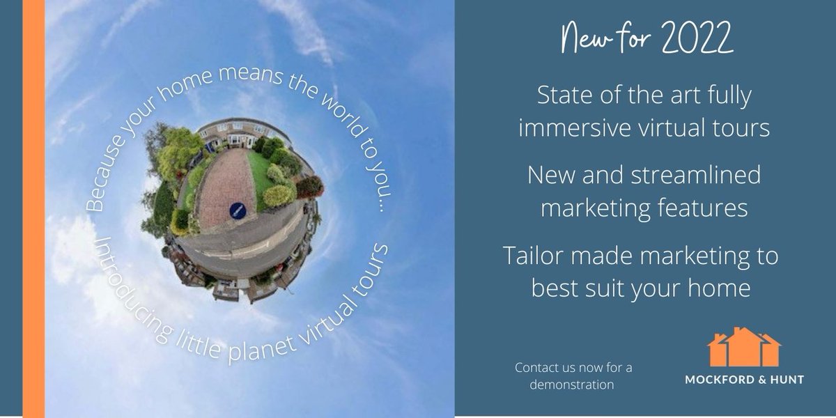 MockfordHunt's tweet photo. With enhanced features and new technology in virtual tours to showcase your home, we have our 'little planet' immersive home tours available from this month. Just contact us for a demo. Tel 01233 367606. #caringaboutyourmove #ashfordestateagent #estateagentashford https://t.co/9Dcfsi6qx7