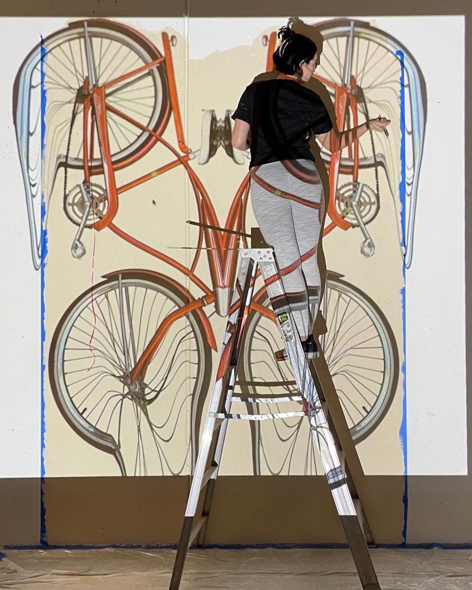 _noawest's tweet photo. I’m so excited to be back in DC painting a mural series called “Bike Kaleidoscope” for a lovely apartment building! I’m so happy to create work that is purely me. https://t.co/joHCzhsYBY