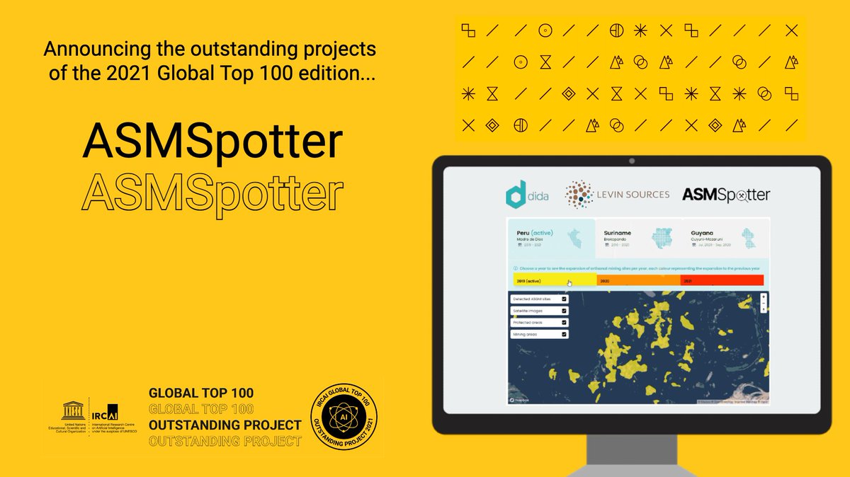 #GlobalTop100 Outstanding Project Announcement (1/10): ASMSpotter
 
ASMSpotter helps local authorities effectively and continuously monitor artisanal and small-scale gold mining (ASGM). <a href="/dida_ML/">dida</a> <a href="/levinsources/">Levin Sources</a> #ML #ComputerVision #SDG12 #SDG15 
 
Demo: dida.do/asmspotter-demo
