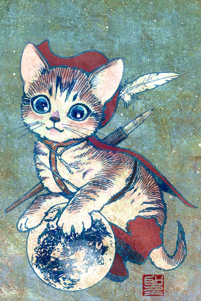 no humans cat planet animal focus blue eyes looking at viewer traditional media  illustration images