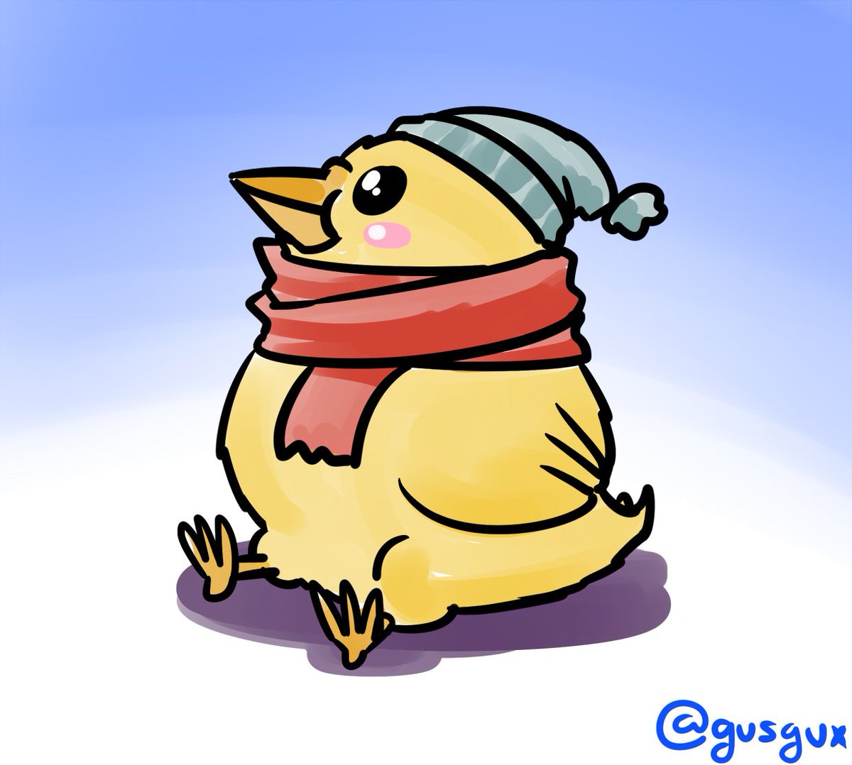 Gusgux's tweet image. El pollito abrigadito ha visitado tu timeline. Dale RT para que no olvides cuidarte del frio UwU