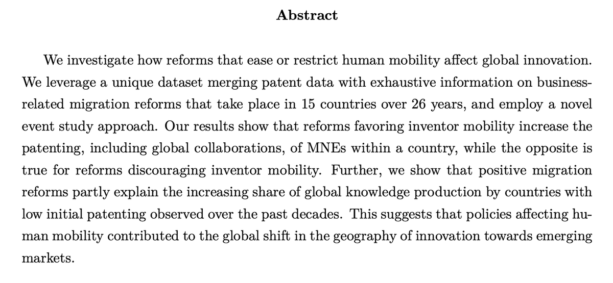 danybahar's tweet photo. Excited to share with you all my newest piece of research, together with great coauthors @prithwic @SaraSgnr &amp; James Sappenfield, on the role of immigrant inventors reshaping the global geography of innovation!

https://t.co/7StX95Puog

8 tweets-thread w/ main findings 1/7 https://t.co/9NXbW2gI8R