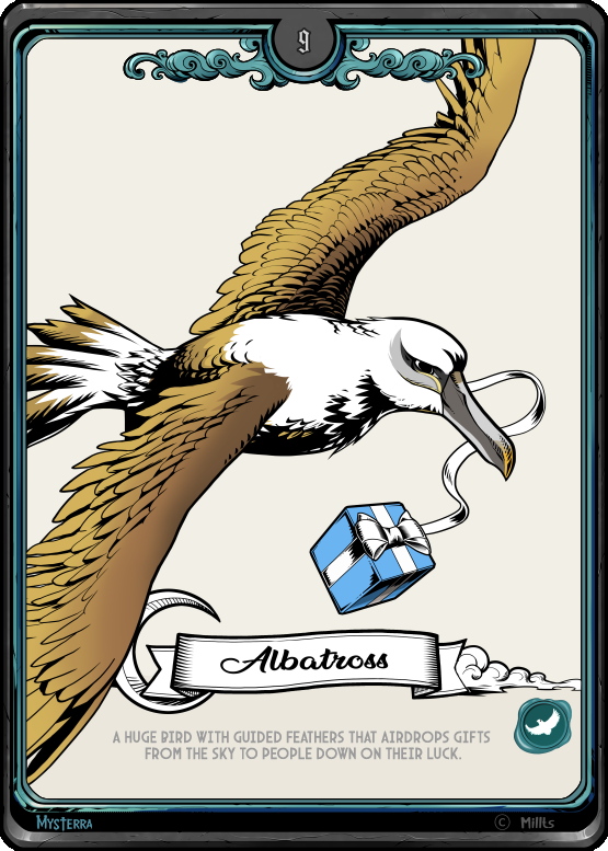 Milltsart's tweet photo. ⭐️100 FOLLOW GIVEAWAY⭐️
Mysterra 첫번째 에어드랍 이벤트

x1 the rare card "Albatross" 
특별 희귀 카드 알바트로스!
https://t.co/iyRisFwW44

☑️ Like + RT
☑️ Follow @Milltsart 
☑️ Tag 3 friends

Ends 48h (12 am 16th day)
#NFTdrops #NFTCommunity #nftcollector #NFTAirdrop #NFTGiveaway https://t.co/Q0phM1ljv0