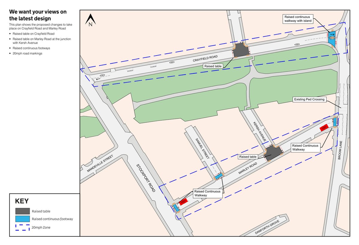 #levenshulme one.levenshulme.info/proposals/cray… What are your thoughts on the proposals for Crayfield Road and Marley Road? Follow link for details on this & all other proposals, map zoom controls & a link through to MCC official feedback survey.