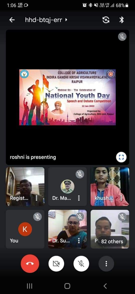 National Youth Day celebrated at Indira Gandhi Krishi Vishwavidyalaya Raipur  and also organized speech and debate competition. Actively participated by NSS Volunteers.
<a href="/NssChhattisgarh/">NSS CHHATTISGARH</a> 
<a href="/igkv_kisan/">IGKV</a> 
@Samaren66563204 
@ListenKabir 
<a href="/_NSSIndia/">NSS India</a> 
<a href="/_NSSAwards/">NSS Awards</a> 
<a href="/YASMinistry/">YAS Ministry</a>
