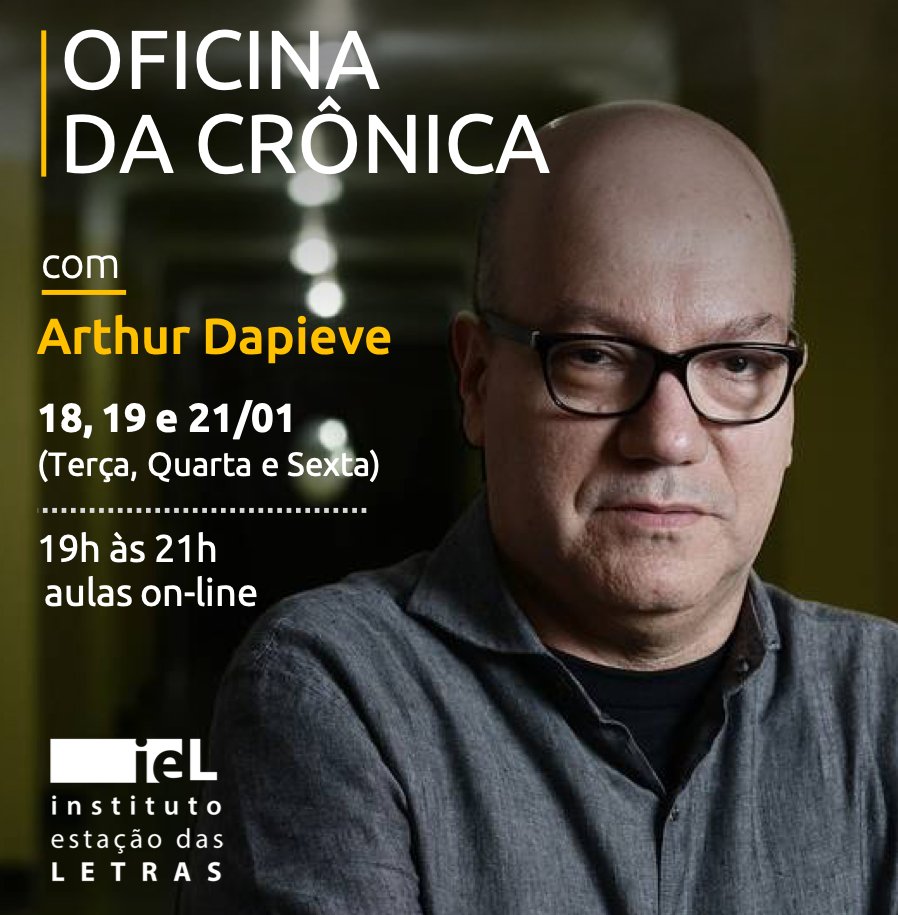 Literarea's tweet image. Na oficina com o mestre Dapieve você vai aprender como definir, apreciar e praticar a crônica, com comentários gerais na última aula sobre os textos produzidos pelos próprios alunos. Corre que as vagas são limitadas!
estacaodasletras.com.br/cursos