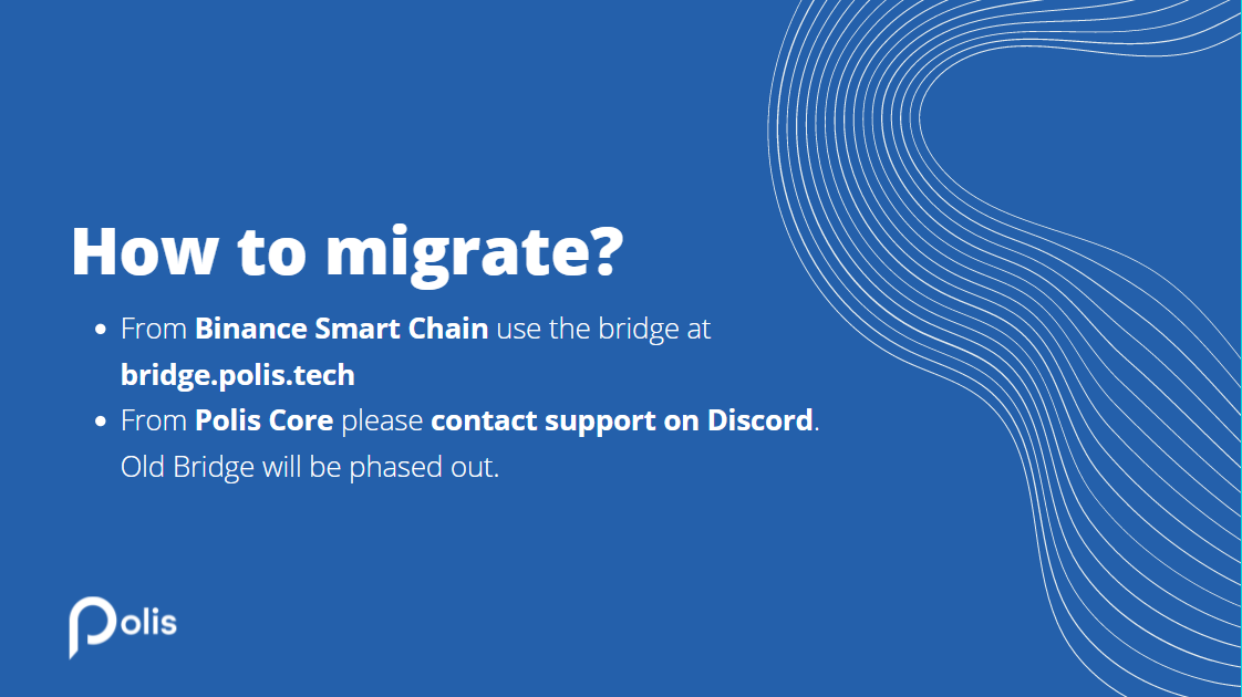 PolisChain's tweet photo. Your $POLIS are still sitting in the core wallet or on #BSC? You can migrate them to #PolisChain for #staking or #yieldfarming @HadesSwap anytime.

BSC 2 PolisChain Bridge: https://t.co/uIc4M5P3uH
Core 2 PolisChain Support: https://t.co/OoNZjzvQb9 https://t.co/Lq5fVJbgQb