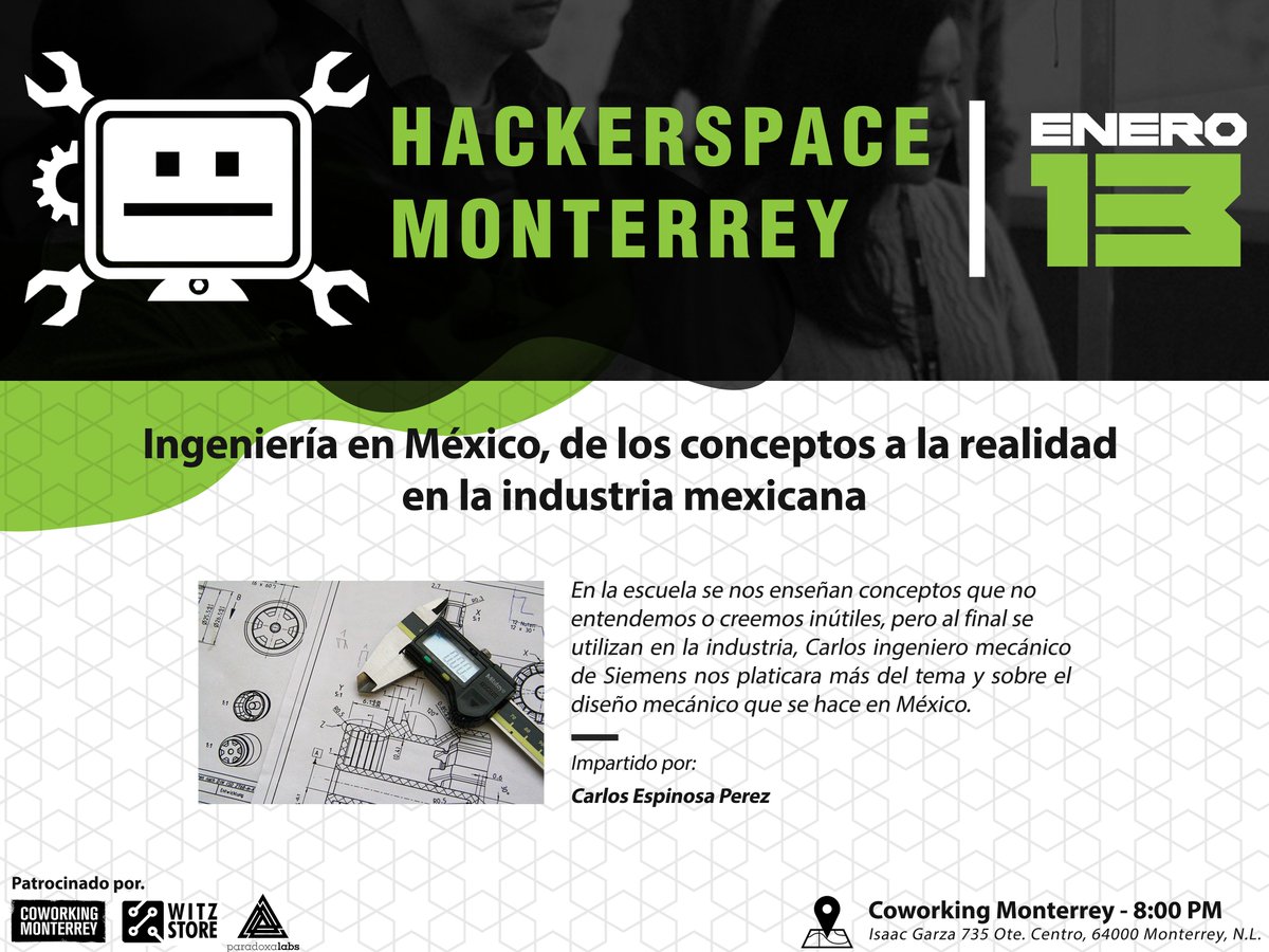 HackerspaceMonterrey (@hackersmty) on Twitter photo La primera charla de hoy sera por parte de Carlos Espinoza, diseñador industrial con experiencia en diseño de producto.
La charla es prescencial en <a href="/coworkingMty/">Coworking Monterrey</a> y transmitida en el youtube y fb del hackerspace monterrey.
facebook.com/hackerspacemty
youtube.com/channel/UCP8Iv… La primera charla de hoy sera por parte de Carlos Espinoza, diseñador industrial con experiencia en diseño de producto.
La charla es prescencial en <a href="/coworkingMty/">Coworking Monterrey</a> y transmitida en el youtube y fb del hackerspace monterrey.
facebook.com/hackerspacemty
youtube.com/channel/UCP8Iv…
