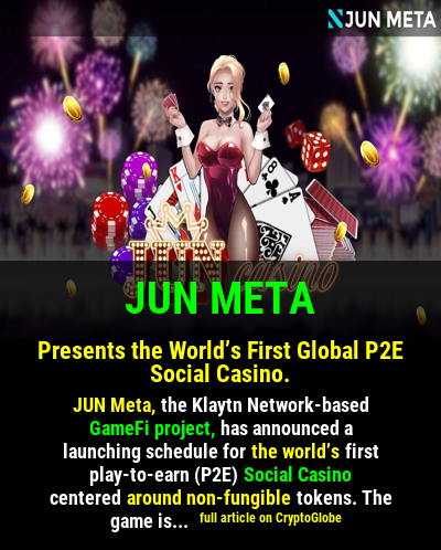 0xpinkman's tweet photo. JUN Meta, the Klaytn Network-based GameFi project, has announced a launching schedule for the world’s first play-to-earn (P2E) Social Casino centered around non-fungible tokens. The game is expected to launch on January 20th, 2022. C #cryptocurrency #klaytoken #metadium👇👇👇 https://t.co/MmE6gxIIpa