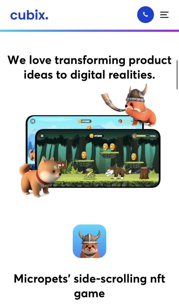 MicroPets_io's tweet photo. 🔥 MICROPETS RUNNER FRONT PAGE OF CUBIX 🔥

We are now on the front page of the Cubix website at https://t.co/GRFAP73538

You can even view a case study on our game here: https://t.co/H37PIXKkC3

#MicroPets #GameFi #BSC #BNB  #Playtoearn #P2E #NFT #Cubix #Petropolis #Metaverse https://t.co/xAZVMgucsw