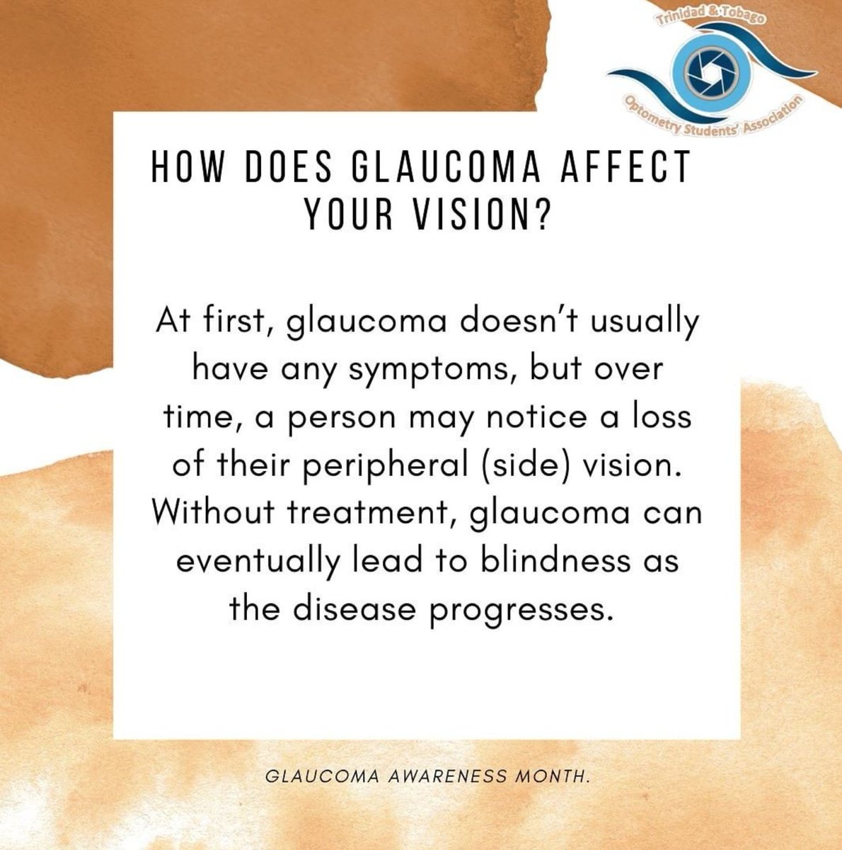 TTOSA_'s tweet photo. January is Glaucoma Awareness Month. 

Glaucoma is one of the leading cause of blindness worldwide. Early detection and treatment can protect the eyes from serious vision loss caused by Glaucoma. 

#glaucomaawarenessmonth 
#ttosa https://t.co/M62YvxMCE0