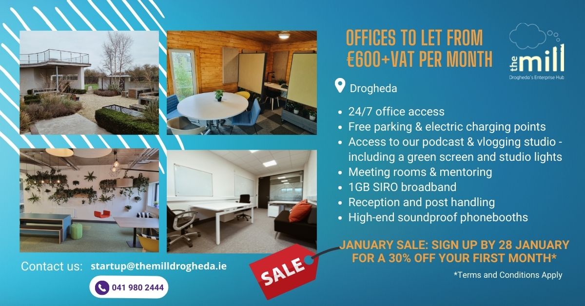 We'd love to become a home for even more great companies, so we're asking you to like and share this post to spread the word about the current hot deal on offices in The Mill. We're giving away a €50 LoveDrogheda voucher to one lucky helper (like &amp; share is all that's required)!