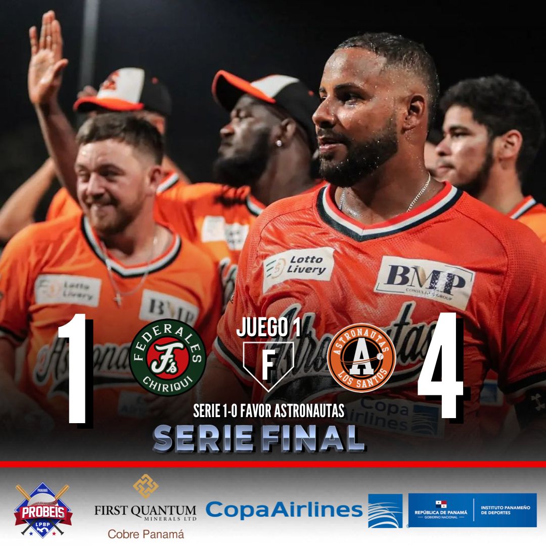 🇵🇦⚾ Astronautas toman ventaja en la serie final del <a href="/probeisoficial/">Probeis Oficial</a> al vencer 4-1 a Federales.
Harold Arauz logró maniatar los bateas chiricanos durante 6 Epl, 5 abanicados 1 CP, con una fantástica labor de el bullpen José Molina, Euclides Leyer, Randall Delgado y Abdiel Saldaña