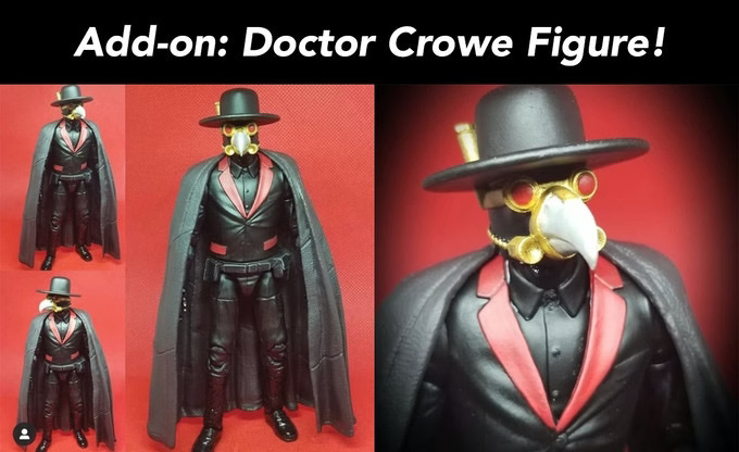CoreyFryia's tweet photo. If you were one of the cool kids who backed at the limited Doctor Crowe action figure tier during the Kickstarter campaign... your figures will be shipping the coming weeks! #DoctorCrowe https://t.co/LZiHZAbEyY
