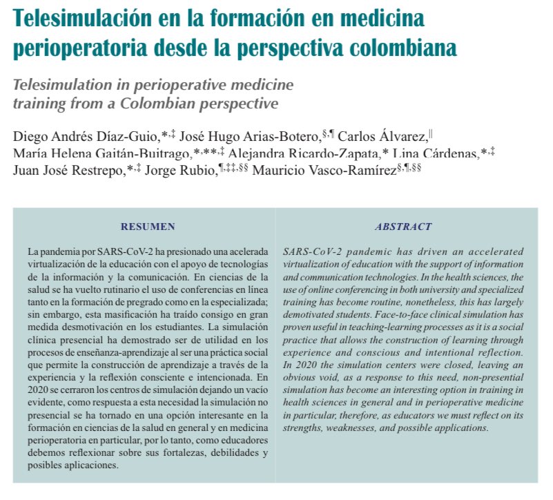 Ya en línea nuestro último artículo sobre Telesimulación: medigraphic.com/pdfs/simulacio…