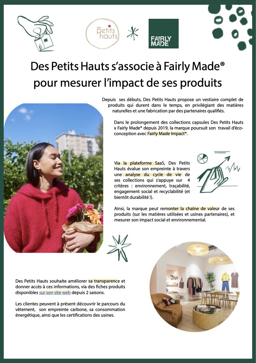 Récemment, nous avons travaillé avec @despetitshauts sur la traçabilité de leurs produits. 

Notre communiqué de presse vous donnera plus de détails sur cette collaboration que nous alimentons depuis deux ans.

#traçabilité #ACV #fashion #ecoresponsabilité