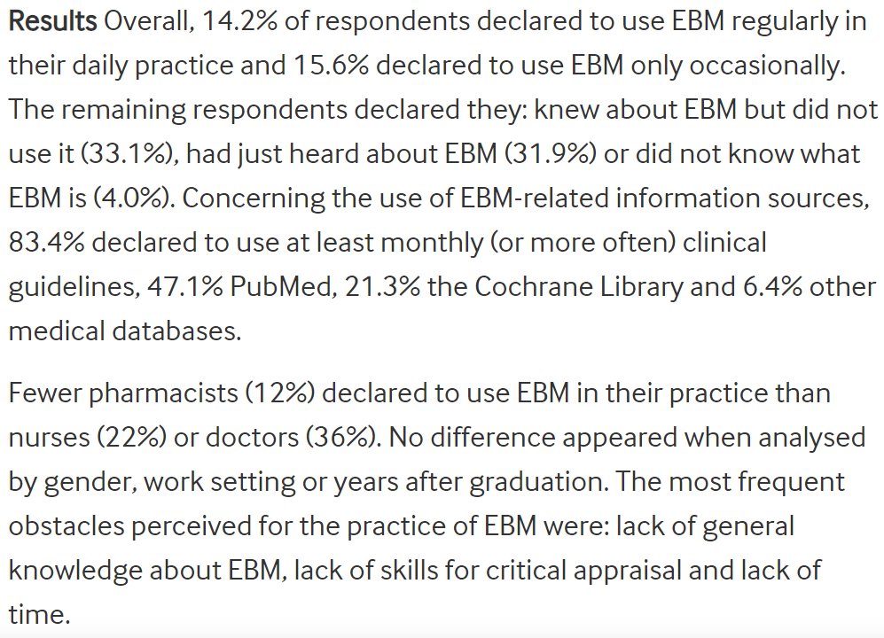 Rob_Briner's tweet photo. Evidence-based practice got going in medicine around 30 years ago but even here it's not necessarily that widely used.  So perhaps fields like #HR and #IOPsych aren't doing that badly.
https://t.co/FRHxcjd2oD https://t.co/jdPOQFCQZL