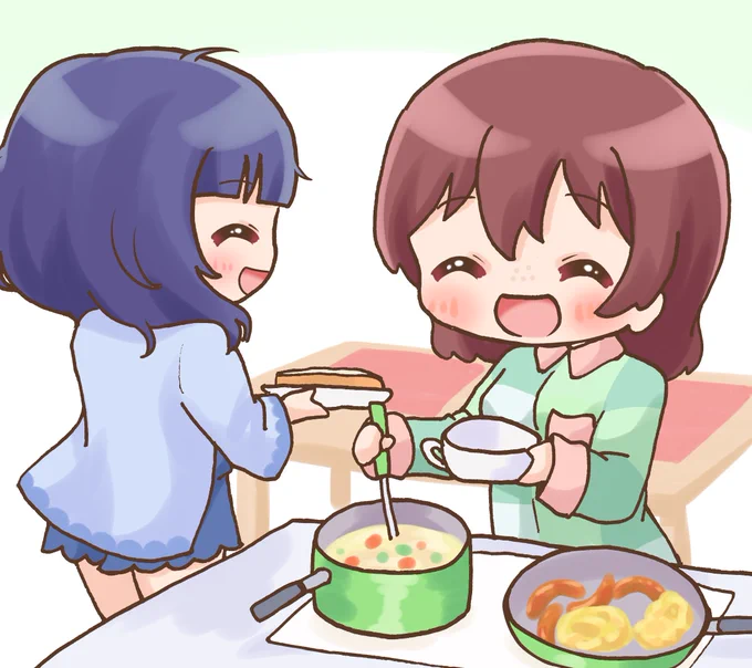 『大好物をあなたに』
エマかりちゃんの朝の日常☀️
お互いのことわかりあってる感めちゃくちゃ良い…
 #毎日劇場
 #スクスタ毎日劇場 
