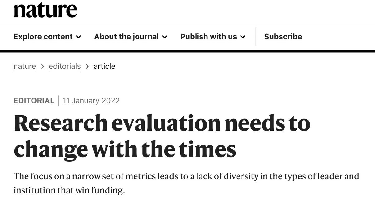 Great editorial from <a href="/Nature/">nature</a>: evaluation of scientific research should reward "ethics&amp;integrity, teamwork&amp;a diversity of outputs, in addition to research quality&amp;impact". When the quality of publications improves, we all win!
Join the debate on #Adhyayana bit.ly/3zXoqB2