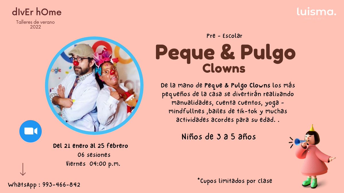 pulgo_'s tweet photo. [VACACIONES ÚTILES] 🥳🌞#DiverHome2022
Atención madres y padres tuiteros. Las sesiones interactivas más entretenidas para los pequeños de la casa 🙋‍♂️💁‍♀️. INFO Link WhatsApp : https://t.co/KG6qe7O84r
RT #TalleresDeVerano #talleres #Verano2022 https://t.co/0eaUfPdasa