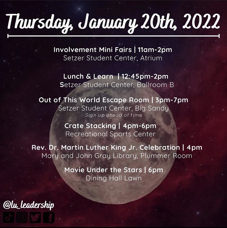 LU_Leadership's tweet image. Are you ready for a week of great events? Welcome Back Week is just one week away, so here is a sneak peek at some of our events!

See you soon, Cards! #peckem #lu
