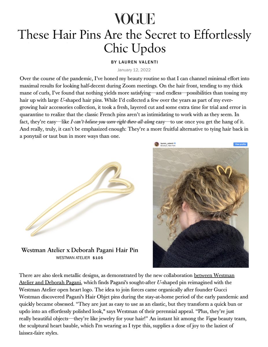 Valentine's Day is coming up and the Heart Pins are selling fast! Get the pin while you still can for a loved one or even yourself and be sure to checkout our feature in @Vogue! ❤️

#hearts #hairpin #hairaccessories #deborahpagani #gucciwestman #hairstyle #VOGUE