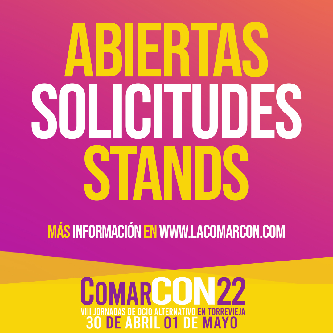 ¿Quieres formar parte de la #ComarCON22 con tu stand? 
Escríbenos a lacomarcon@gmail.com si eres una asociación, artesano o editorial.
Para artistas podeis escribirnos a artistas.lacomarcon@gmail.com .
Y para comerciales el correo es comercial.lacomarcon@gmail.com .