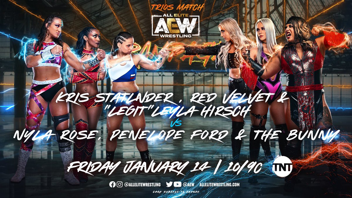 It’s Thursday, you know what that means: tomorrow night on TNT Friday Night #AEWRampage @ 10pm ET/9pm CT with some great wrestlers on a great hour of wrestling! We’ve had a great run of ratings, last week being our best Friday rating since October, thanks to you fans stepping up! 