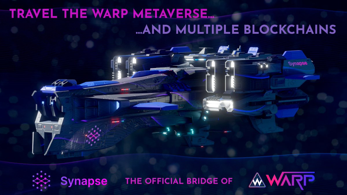 WarpBond's tweet photo. WARP's #metaverse is becoming a #multiverse. 

We're proud to announce a partnership with @SynapseProtocol, the official bridge of #WARP! Our partnership paves the way to expand our reach beyond the #polygon universe and fulfill WARP's goal of cross-chain, cross-community worlds! https://t.co/KXDHSADLLp