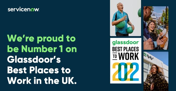 Our team rocks! <a href="/ServiceNowUKI/">ServiceNow UK and Ireland</a>—named number one on <a href="/GlassdoorUK/">GlassdoorUK</a>’s Best Places to Work in 2022 list! spr.ly/6015K6CHh #GlassdoorBPTW
