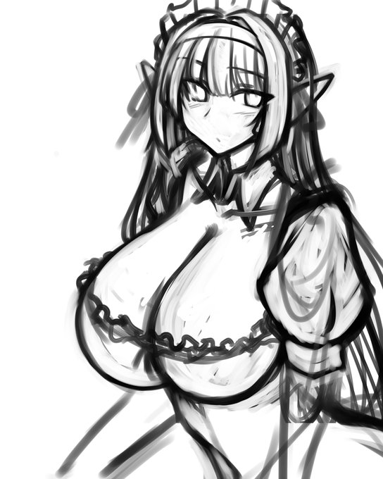 「メイドが食い物を運んできたんだけど乳が気になって食い物に手が付かない」って絵にしたいんだけど俺自身も乳が気になって食い物の作画ができねえ 