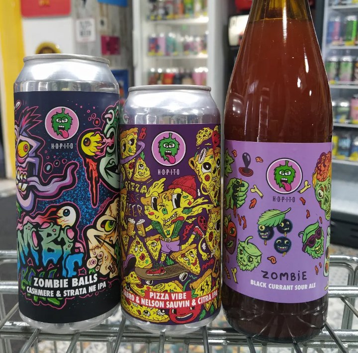 OKasionalBeer's tweet photo. Hopito at OKasional Beer...!
👾 Zombie Balls - Cashmere & Strata Neipa 6%
👾 Pizza Vibe - Sabro & Nelson Sauvin & Citra IPA 6,2%
👾 Zombie Black Currant Sour Ale 4,2%
https://t.co/MmZdXxsyEB
#beertainment #beerstagram #craftbeer #cerveza #beerbeerbeer https://t.co/tBYKPjfpdl