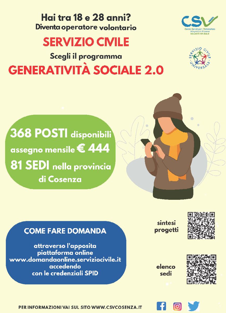 AnffasC's tweet photo. Interessato/a al #serviziocivile nel #terzosettore? Scegli #AnffasCorigliano! Partecipa anche tu a progetti e attività per l'#inclusionesociale e la tutela dei #diritti delle persone con #disabilità!

https://t.co/gRDHxOdJPy 
https://t.co/SOO5anDMD6 https://t.co/6d3zUhewA8