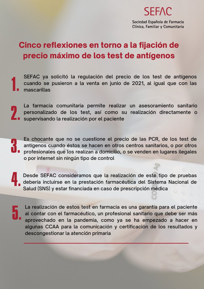 Cinco reflexiones en torno a la fijación de precio máximo de los test de antígenos