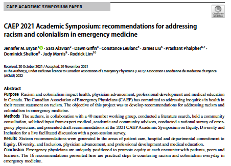 Jennifer Bryan (@drjbryan) on Twitter photo Publication alert! First ever recommendations for Canadian EM physicians on addressing racism and colonialism... 1/9
<a href="/DominickShelto3/">Dominick Shelton</a> @phalpherMD <a href="/Halifaxconnie/">connie leblanc</a> @Alavian_S <a href="/James_Liu99/">James Liu</a> <a href="/Dawn19660872/">Dawn Giffin</a> <a href="/rodlim00/">Rod Lim</a> <a href="/MHJudyMorris/">Judy Morris</a>
<a href="/CJEMonline/">CJEM</a> <a href="/CAEP_Docs/">CAEP</a>
rdcu.be/cES6i Publication alert! First ever recommendations for Canadian EM physicians on addressing racism and colonialism... 1/9
<a href="/DominickShelto3/">Dominick Shelton</a> @phalpherMD <a href="/Halifaxconnie/">connie leblanc</a> @Alavian_S <a href="/James_Liu99/">James Liu</a> <a href="/Dawn19660872/">Dawn Giffin</a> <a href="/rodlim00/">Rod Lim</a> <a href="/MHJudyMorris/">Judy Morris</a>
<a href="/CJEMonline/">CJEM</a> <a href="/CAEP_Docs/">CAEP</a>
rdcu.be/cES6i