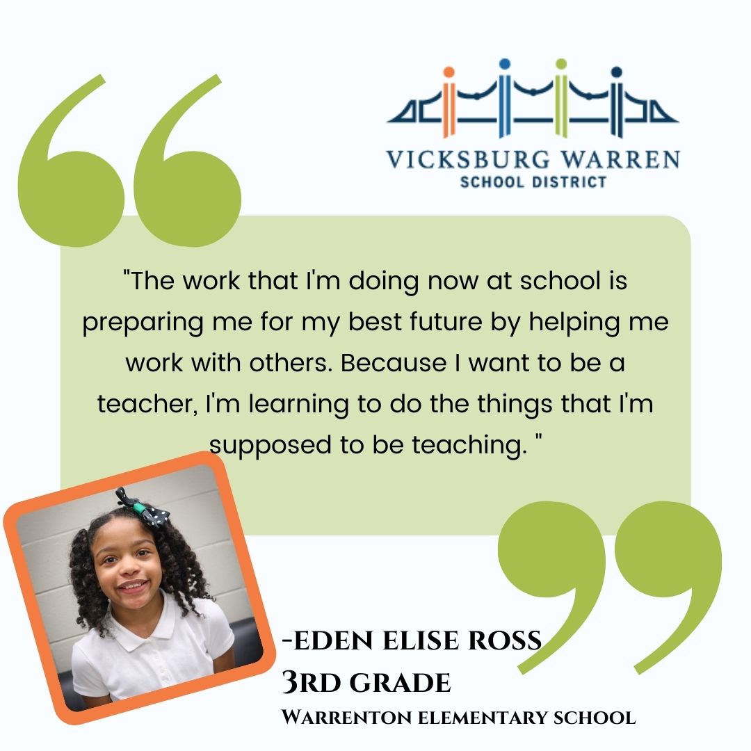 STUDENT TESTIMONIAL - Eden Elise Ross - 3rd Grade - Warrenton Elementary School.