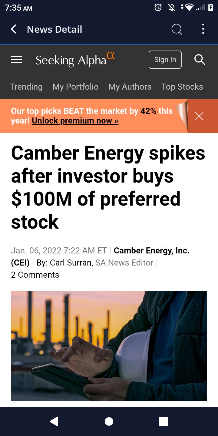 Stock cei Camber Energy,