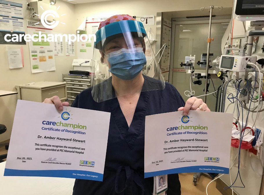 pecmhf's tweet photo. It’s Thankful Thursday and we are grateful to the patients who made a donation to the @pecmhf and nominated Dr. Amber Hayward-Stewart as a Care Champion!
What's twice as nice is she received two nominations for providing care in the Emergency Department and as a family doctor. https://t.co/wHs3exLd6Z