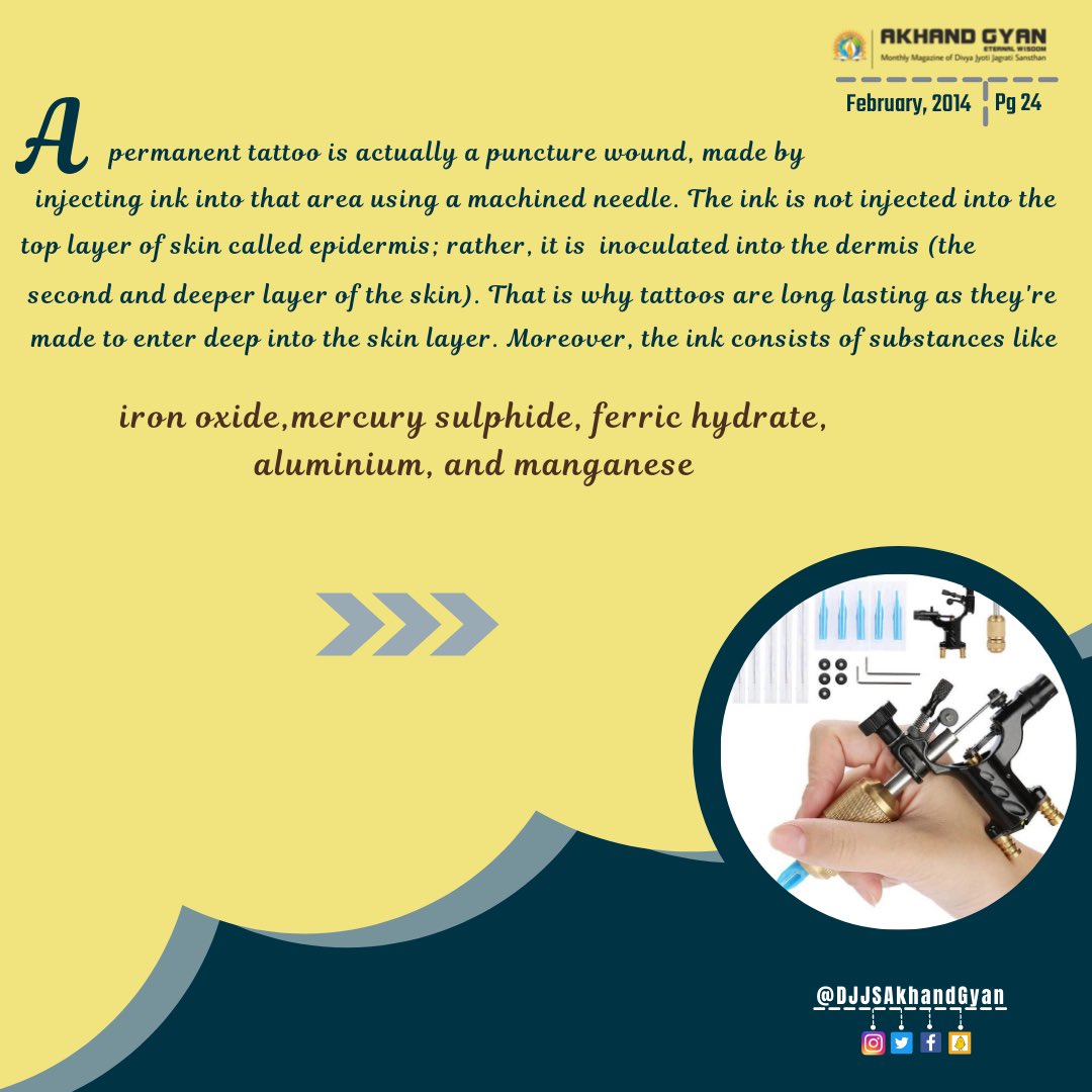 DJJSAkhandGyan's tweet photo. So, dear #Tattoolovers! Do not feel that getting a tattoo engraved on your body is adventurous or that it makes you look different from the crowd.  Instead, a #tattoo can lead to severe after-effects on your body. https://t.co/Pso83fdKZG
