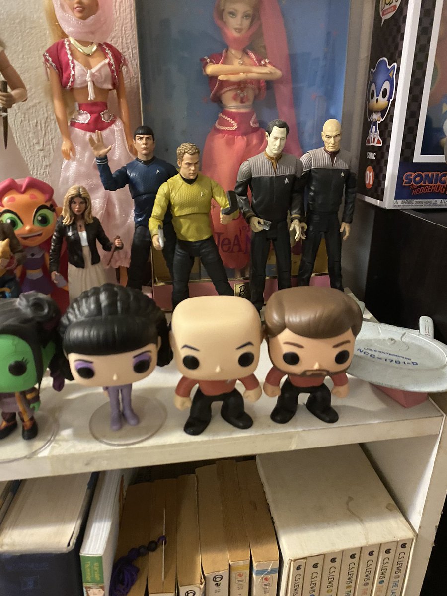 marshaknt's tweet photo. Eric got me Kirk and Spock from the movies for Three Kings Day. I took the opportunity to rearrange some of my Star Trek TNG figures. https://t.co/yFY5iYR6iV