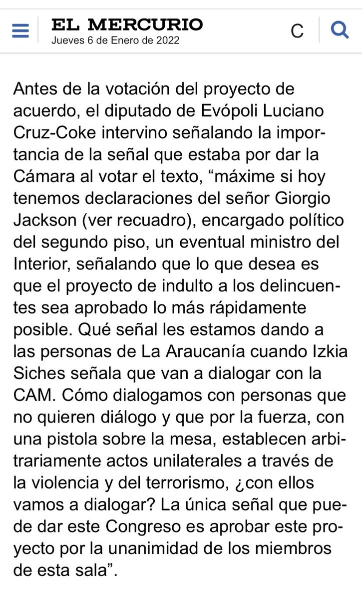 Intervención en sala respecto de “diálogo” con la CAM. Nuevamente rechazamos intento de amnistía a delitos graves. NO AL INDULTO