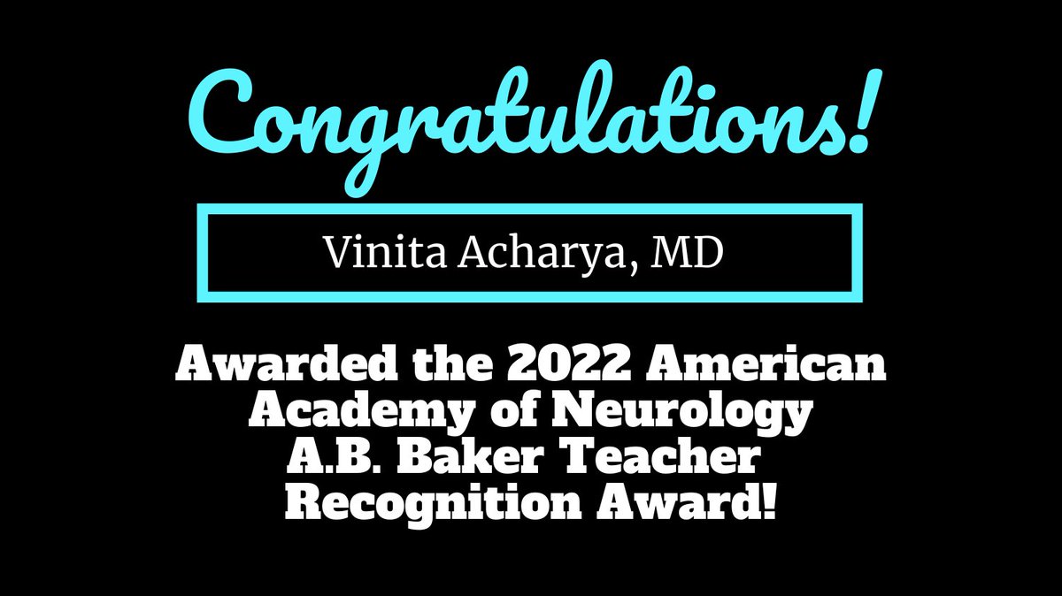 Congratulations to #HMIEducators alum Vinita Acharya for being awarded the 2022 American Academy of Neurology A.B. Baker Teacher Recognition Award!

#MedEd