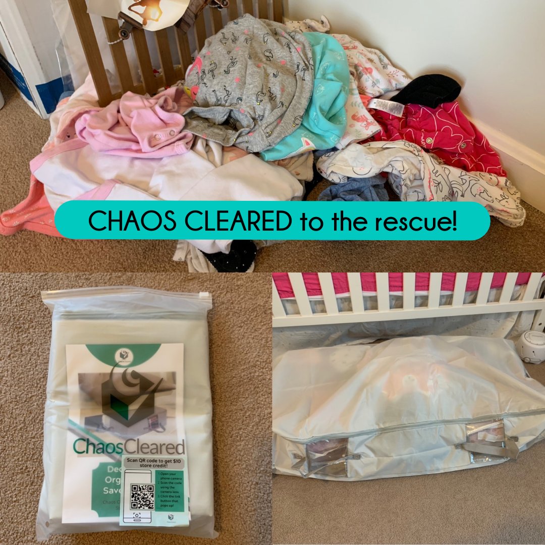 Long overdue! @chaoscleared gifted me another awesome storage bag. This one was bigger and I was able to get so much inside. I am so lucky to receive clothes from friends for my daughter and this is the best way to contain them. The best part is I fit it under the crib!