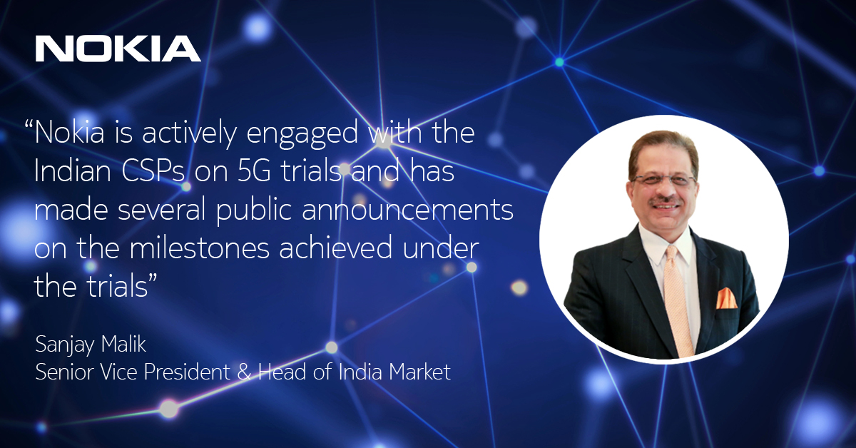NokiaIndia's tweet photo. With recent #PLI scheme to support government’s vision of ‘Aatmanirbhar Bharat’, we are playing a major role in India’s #5G transformation.  Read Sanjay Malik’s @SMalik1610 interview in @comms_today to know more: https://t.co/hpBMnluOSb

#TelecomIndustry https://t.co/gnvP6AiYUp