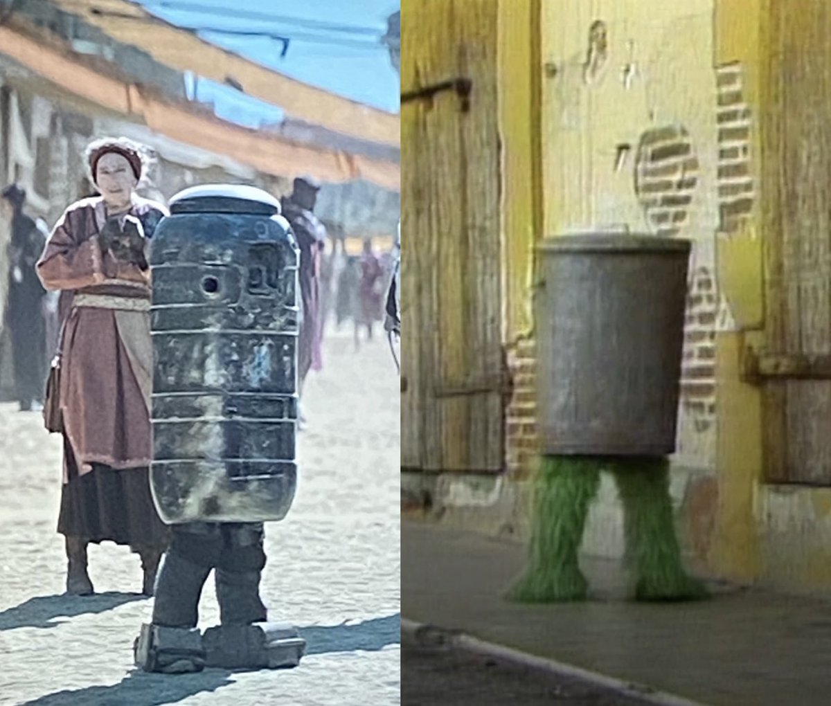 Oscar the Grouch hiding out in a Gonk disguise in the #BookofBobaFett