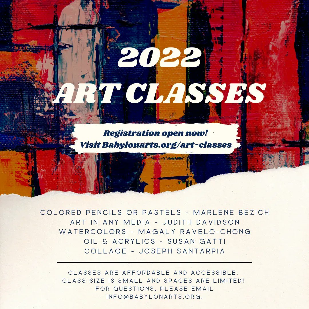 babylonarts's tweet photo. Our 2022 art classes begin on Monday with Marlene Bezich's Colored Pencil/ Pastels class! Registration if almost full so visit https://t.co/Kg84dad9R1 to sign up today - see you in class! https://t.co/e1uOgojRWj