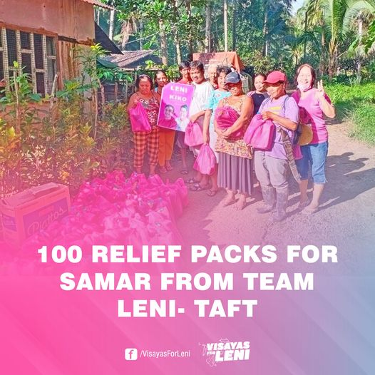 CrushMajor's tweet photo. "Ang atong #Kakampinks Team Leni Robredo - Taft niabot ug halos usa ka oras sa pagsaka sa bukid para makaabot sa Brgy. Mag-abot sa Eastern Samar para mag-apod-apod ug 100 ka relief packs para sa atong mga kababayan didto." #HelpLikeLeni - Visayas for Leni Robredo https://t.co/OMEMTEh3ok