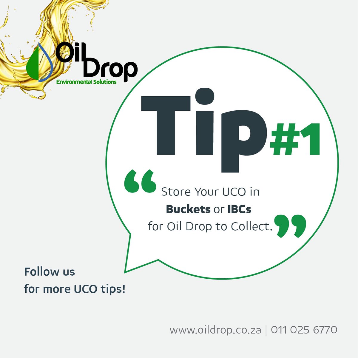 Oil Drop International has a fleet of 100 vehicles, making it easy to collect your UCO nationwide.  ⁣
⁣
For more about us visit oildrop.co.za⁣
⁣
#intermediatebulkcontainers #wastecleanup #oildisposal #liquidcontainers #usedcookingoil #uco #oilcollection #oildrop⁣